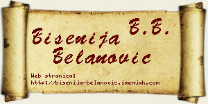 Bisenija Belanović vizit kartica